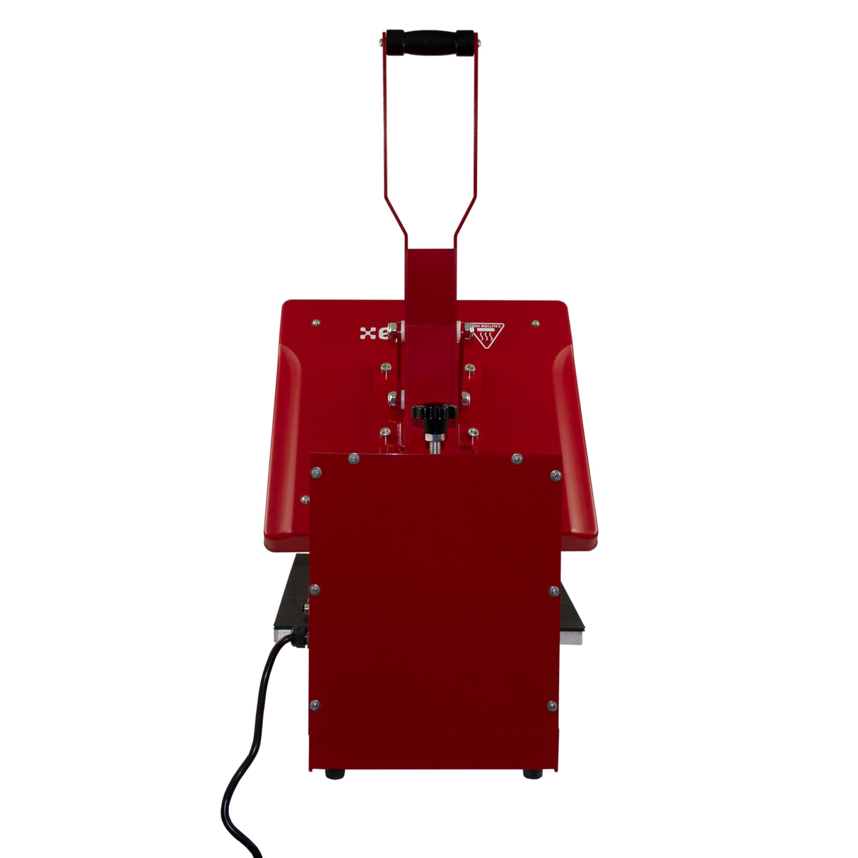 Pressa a caldo per vongole rossa 38 x 38 cm con manico ergonomico, design robusto e cartucce per una stampa precisa e duratura