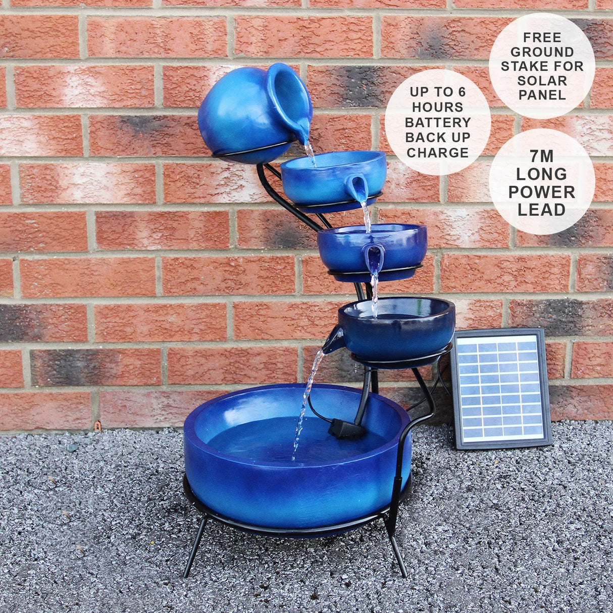 Fontana Solare a Cascata - Blu