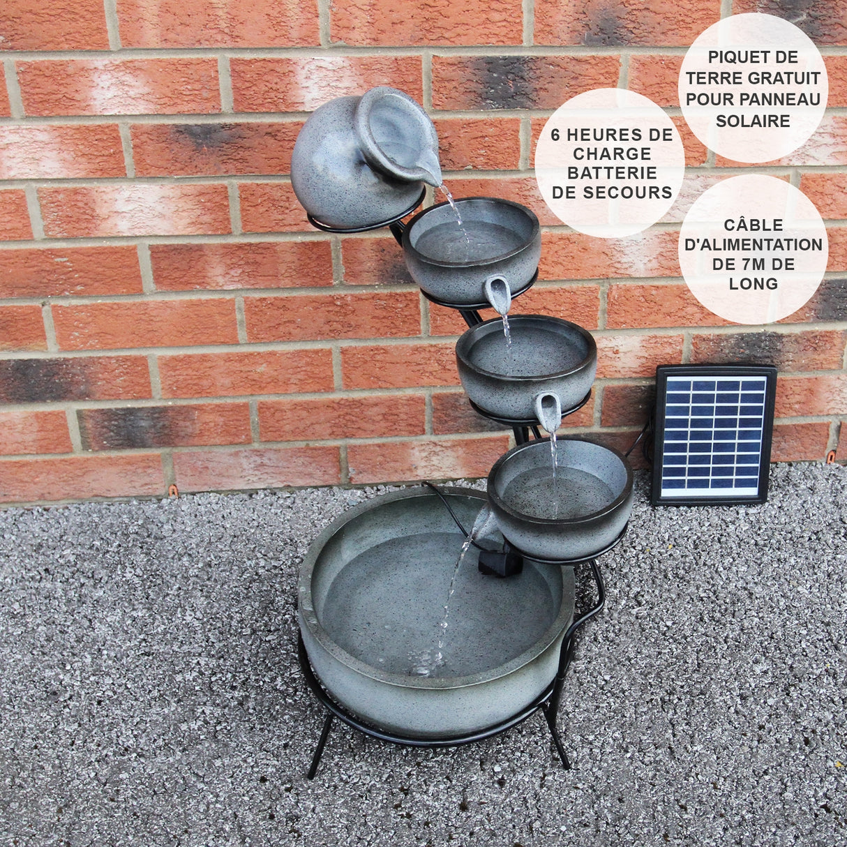 Fontana Solare a Cascata - Grigio