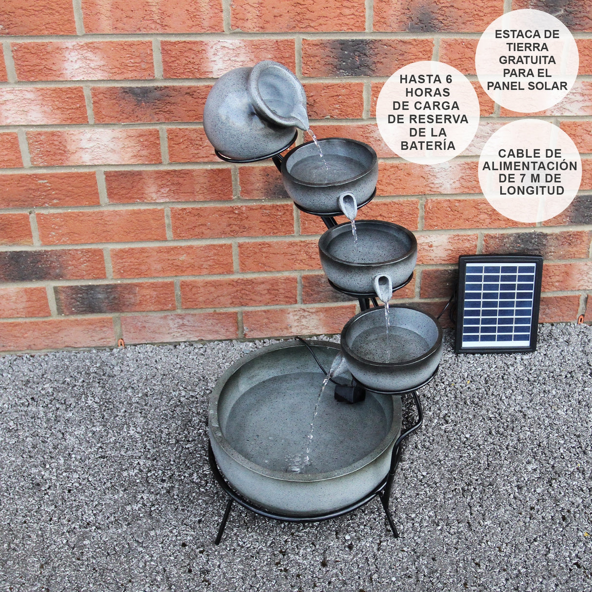 Fontana Solare a Cascata - Grigio