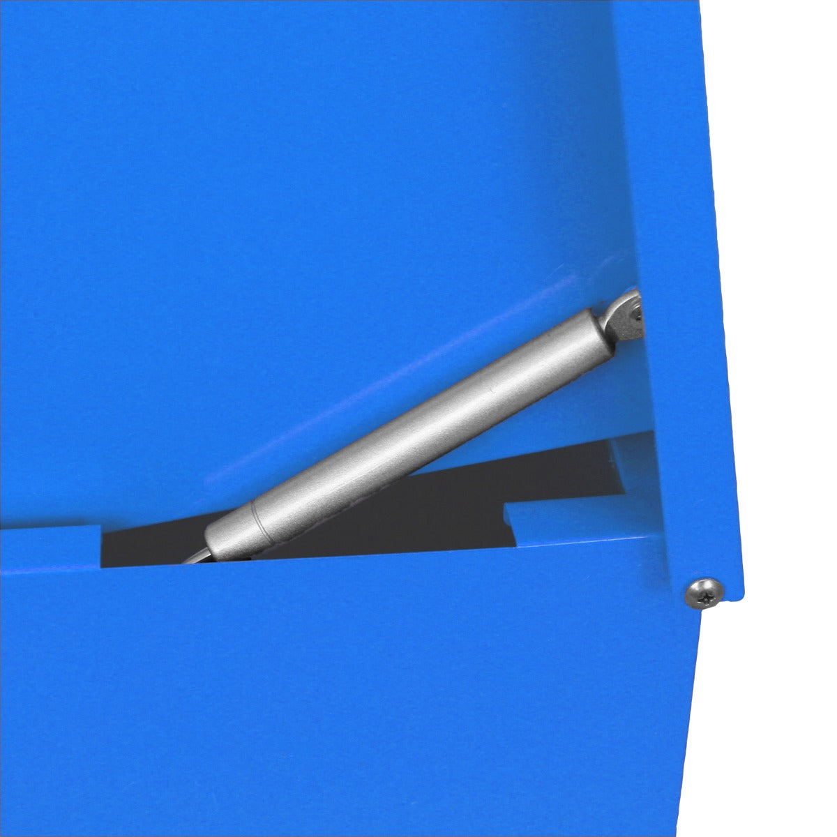 Cassetta postale per pacchi di colore blu, con finitura liscia e meccanismo di apertura a gas per un accesso facile e sicuro