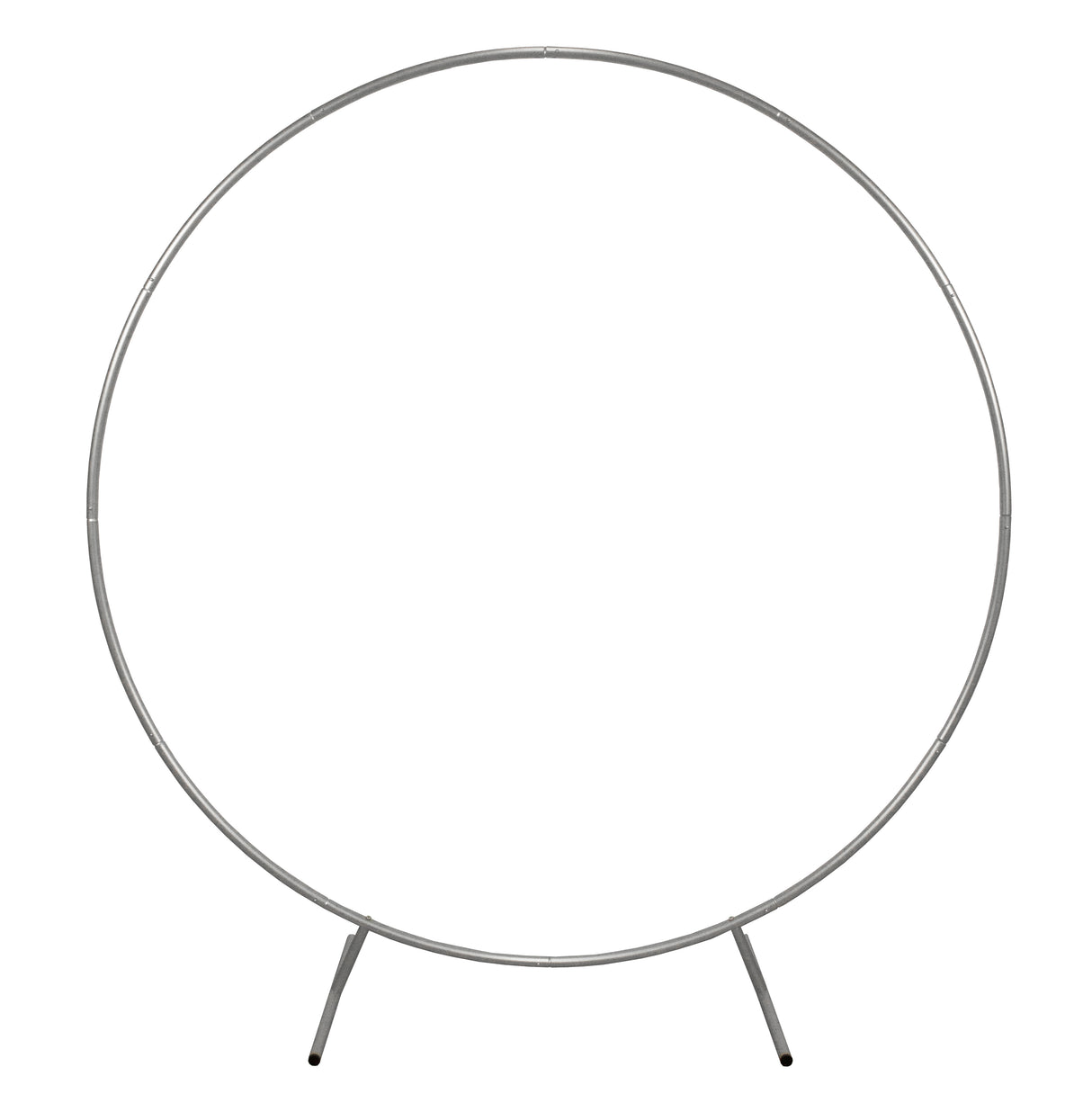 Arco decorativo per matrimoni in argento, con struttura circolare e base stabile, ideale per allestimenti eleganti e romantici