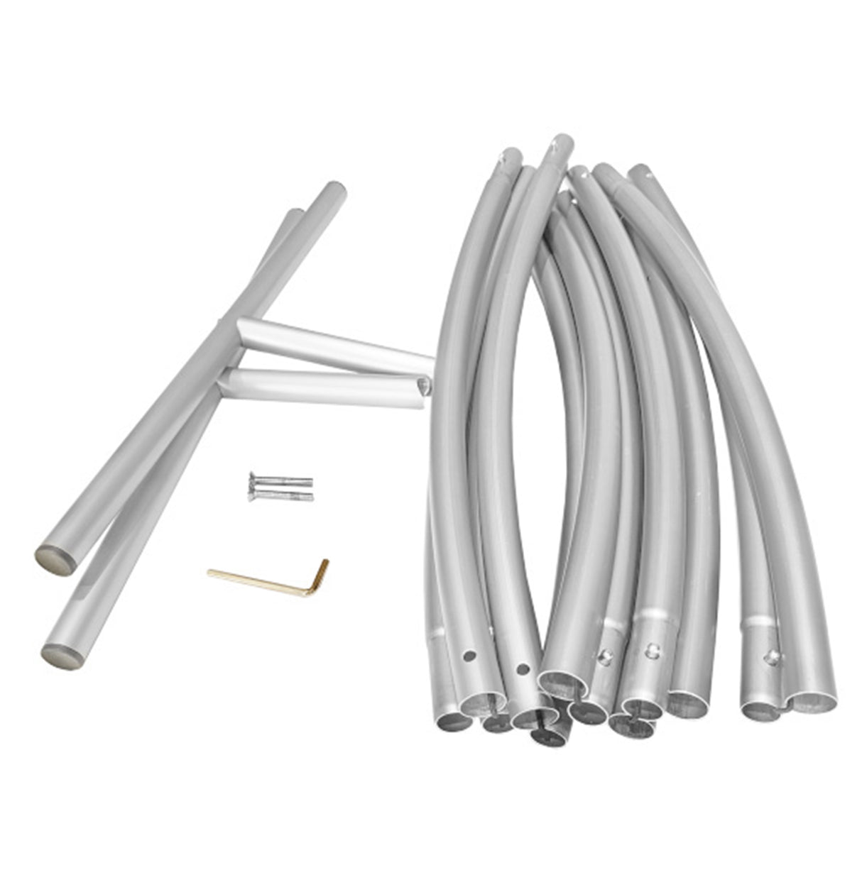 Arco decorativo per matrimoni in argento, composto da tubi curvi in metallo lucido, facile da assemblare e resistente, ideale per decorazioni eleganti