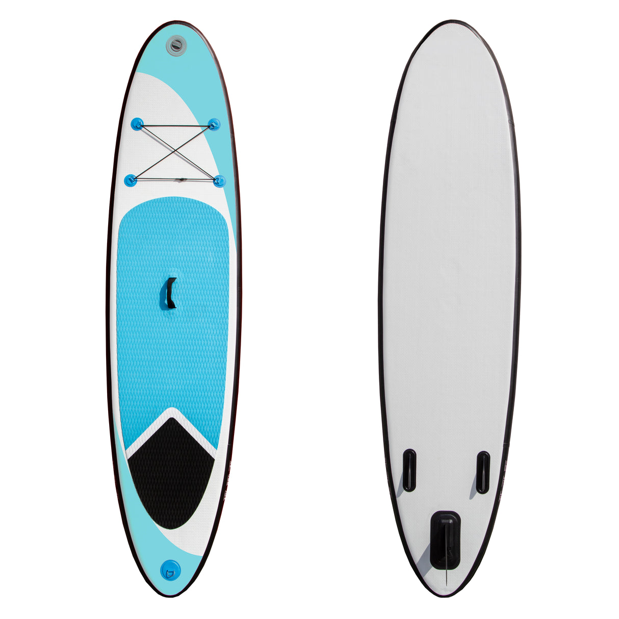 Tavola da surf SUP gonfiabile da 3m, blu con dettagli bianchi, superficie antiscivolo, forma affusolata e finiture eleganti