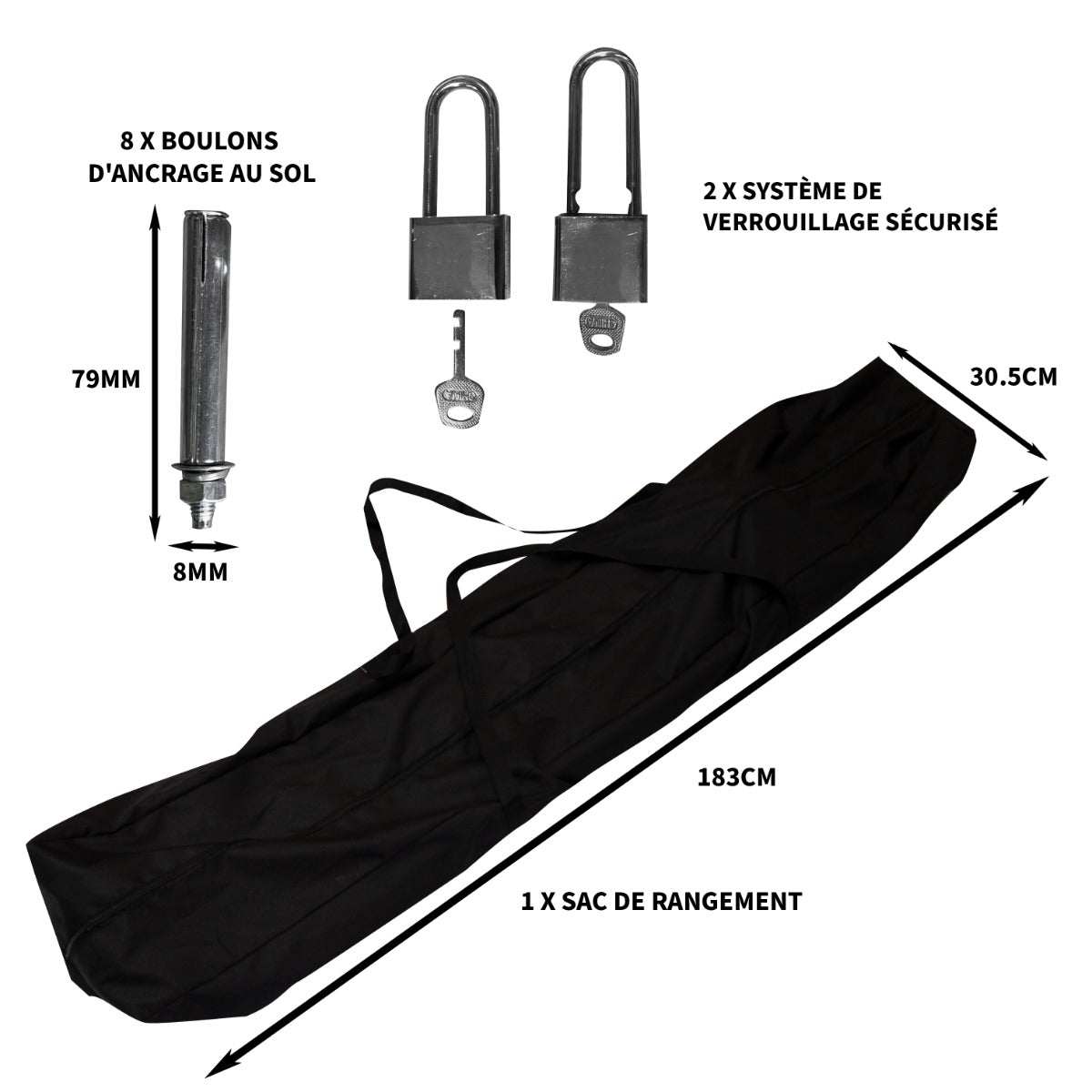 Tenda per motociclette larga, nera, con sacco di stoccaggio, ancoraggi e lucchetti per sicurezza, ideale per protezione e praticità