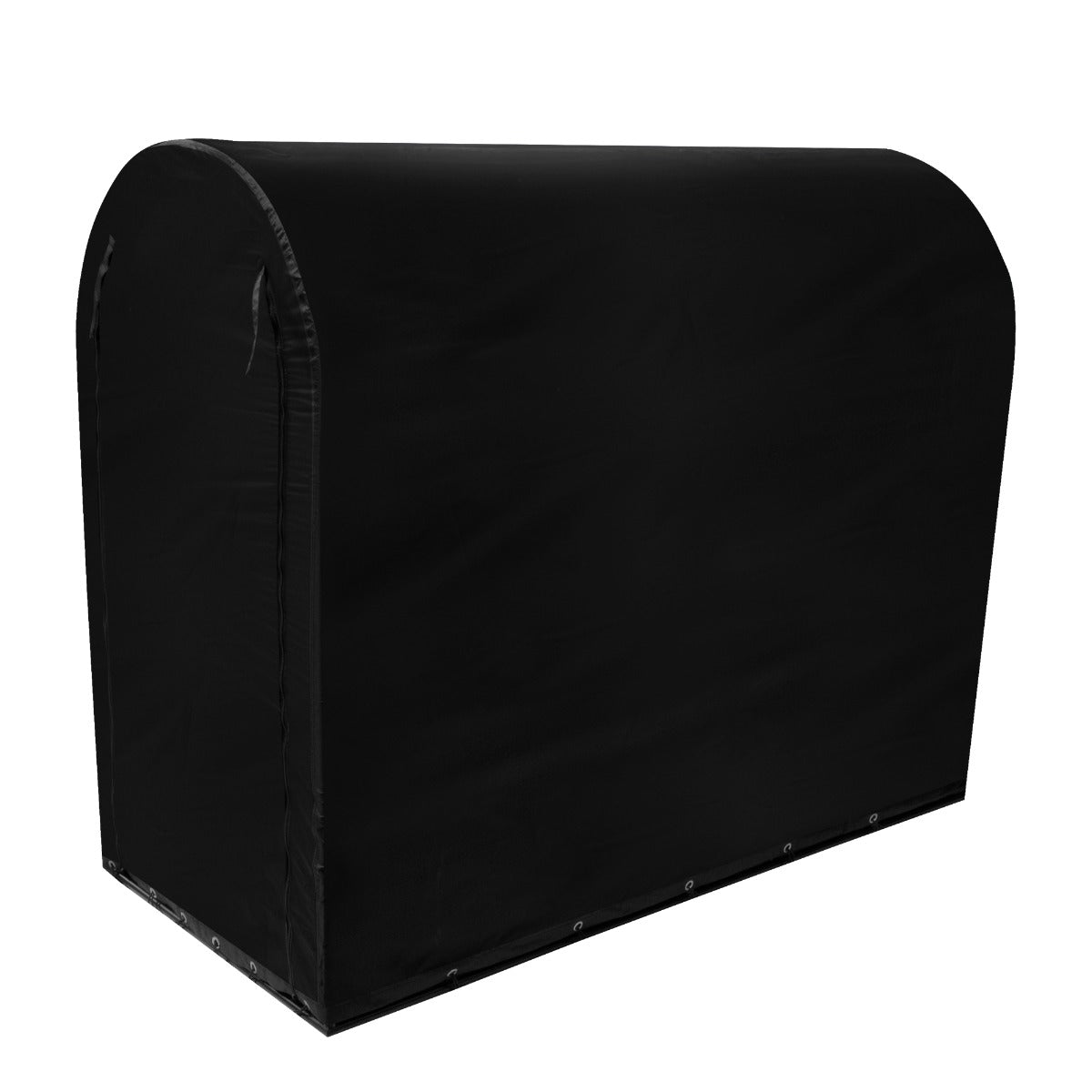 Tenda per biciclette nera, resistente all'acqua, con forma rettangolare e finitura liscia, ideale per proteggere le bici dagli agenti atmosferici
