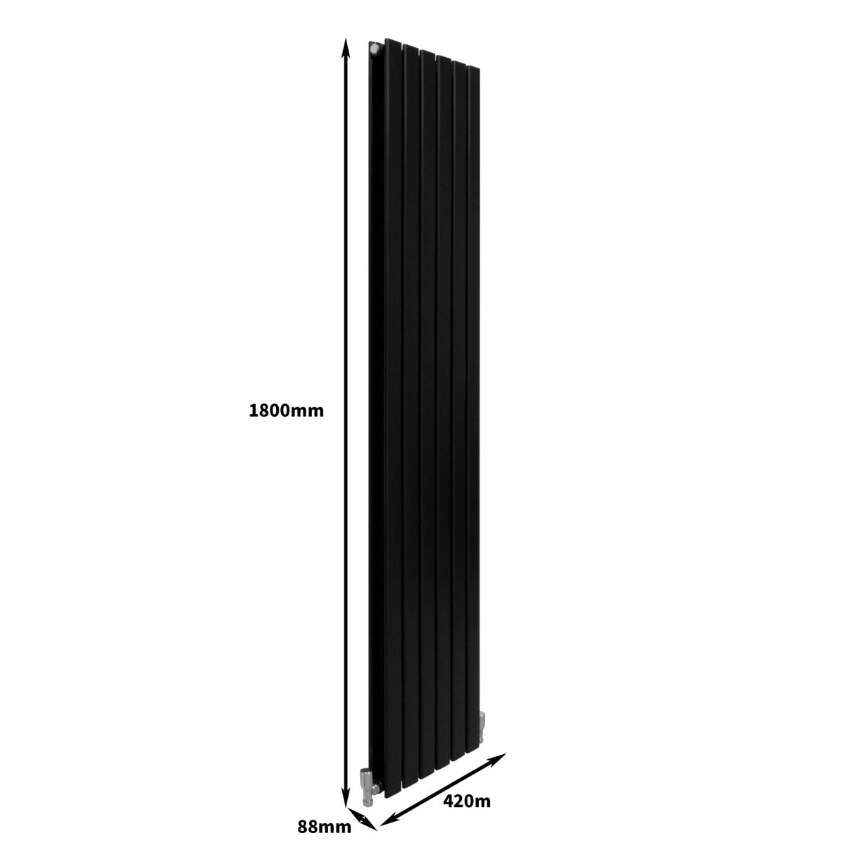 Radiatore a Elementi Piatti - Nero Opaco - 180cm x 42cm