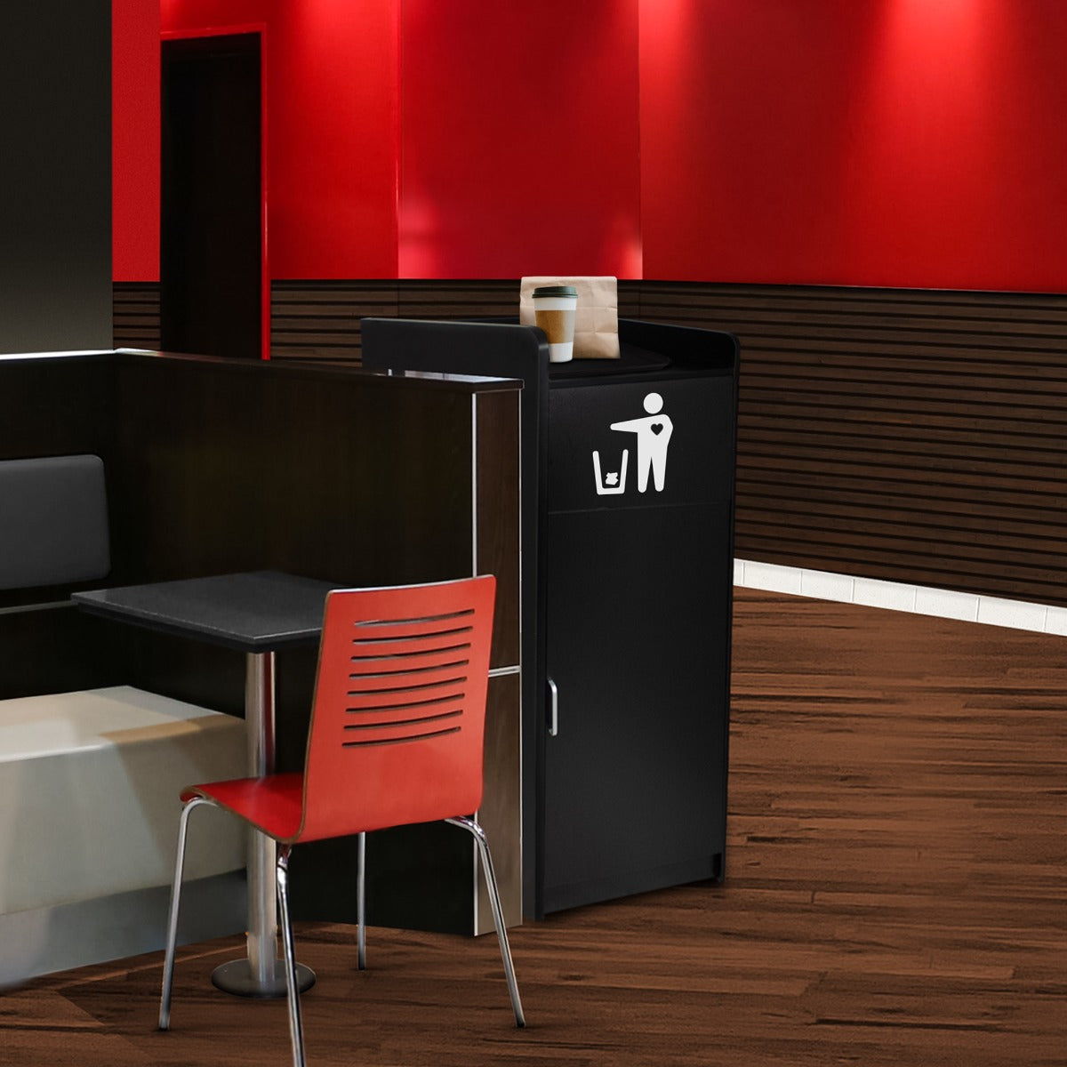 Contenitore Pattumiera Svuota Vassoi in Legno - Nero