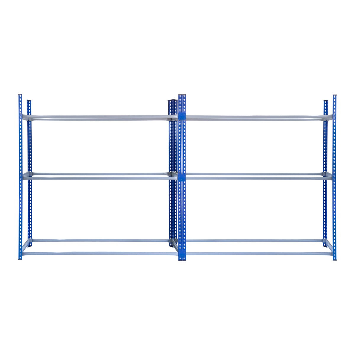 Scaffale porta pneumatici in metallo blu, composto da due pezzi, con ripiani robusti e struttura resistente per un'ottima organizzazione