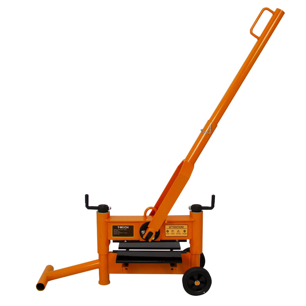 Taglia mattoni T-Mech arancione, con manico lungo, ruote per trasporto, progettato per tagliare mattoni fino a 330mm di lunghezza