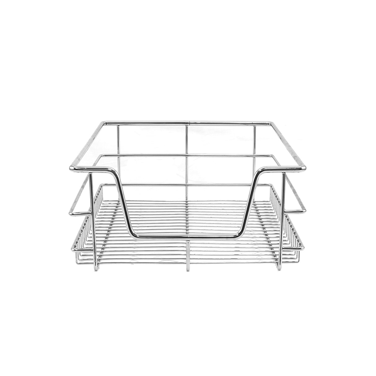 Cestelli estensibili in acciaio inox lucido, con design a rete, ideali per organizzare spazi in cucina, dimensioni compatte di 40 cm