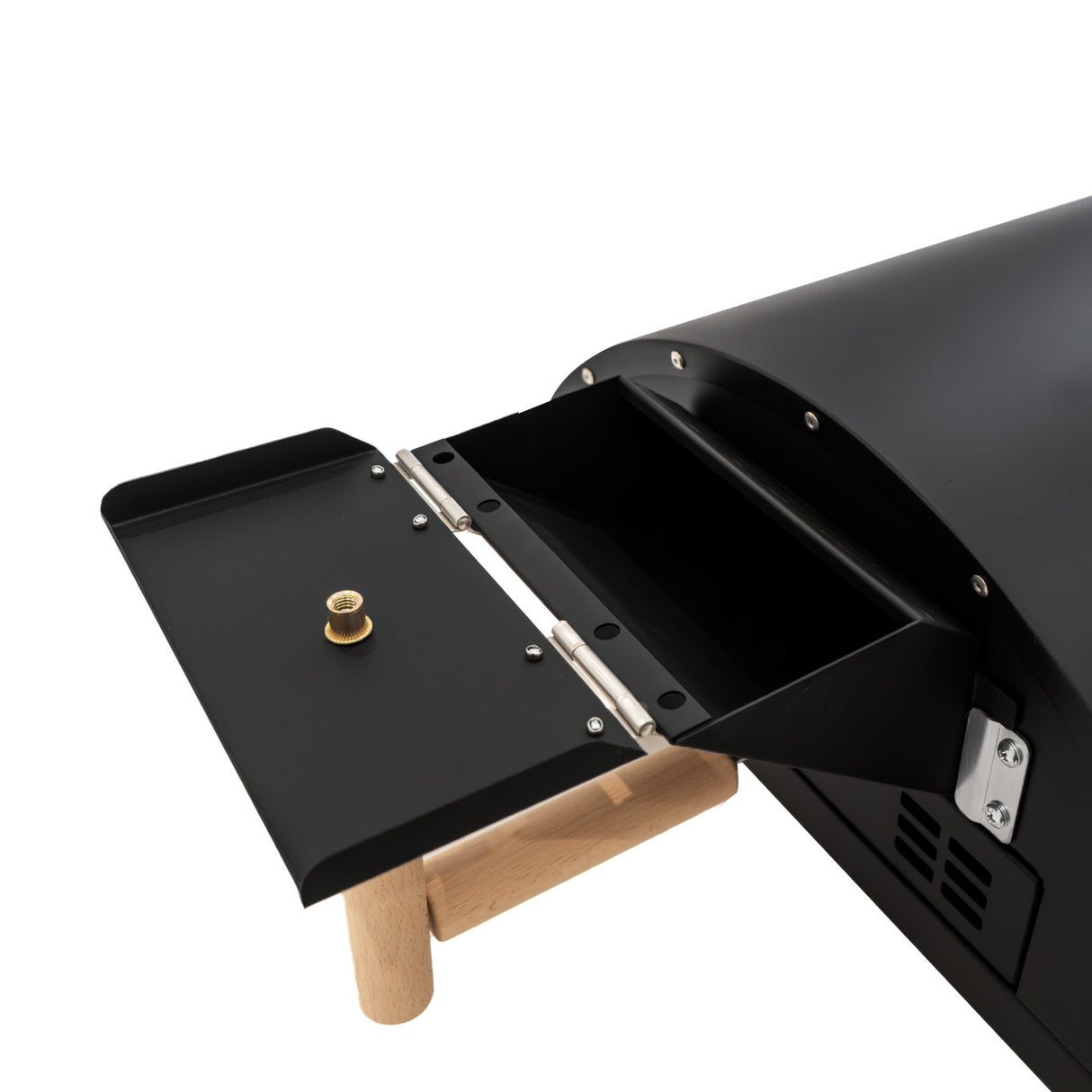 Forno per pizza da esterno Fresh Grills Classic, struttura nera in metallo, cassetto frontale in legno, design elegante e funzionale