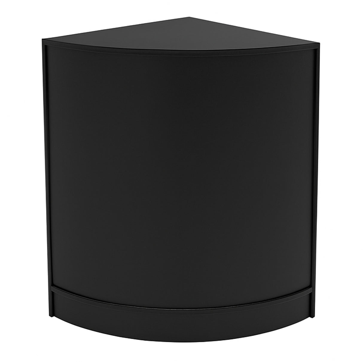 Bancone angolare CM60 in nero, design moderno e lucido, con finitura liscia e angoli arrotondati, ideale per spazi eleganti