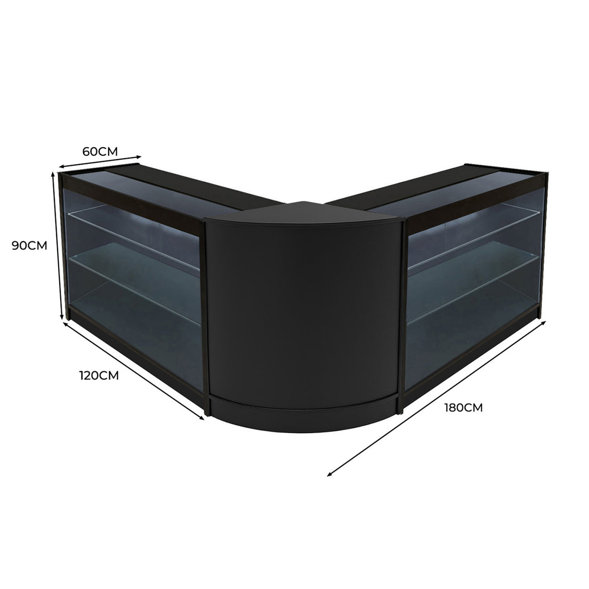 Set Banconi Helios con Illuminazione LED – 2x K1200 + CM60 Angolare - Nero