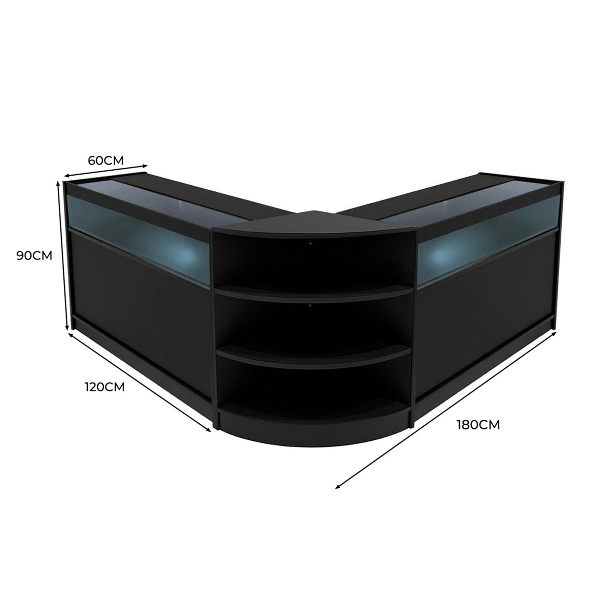 Set Bancone Theseus LED con LM60 + 2 x B1200 - Nero