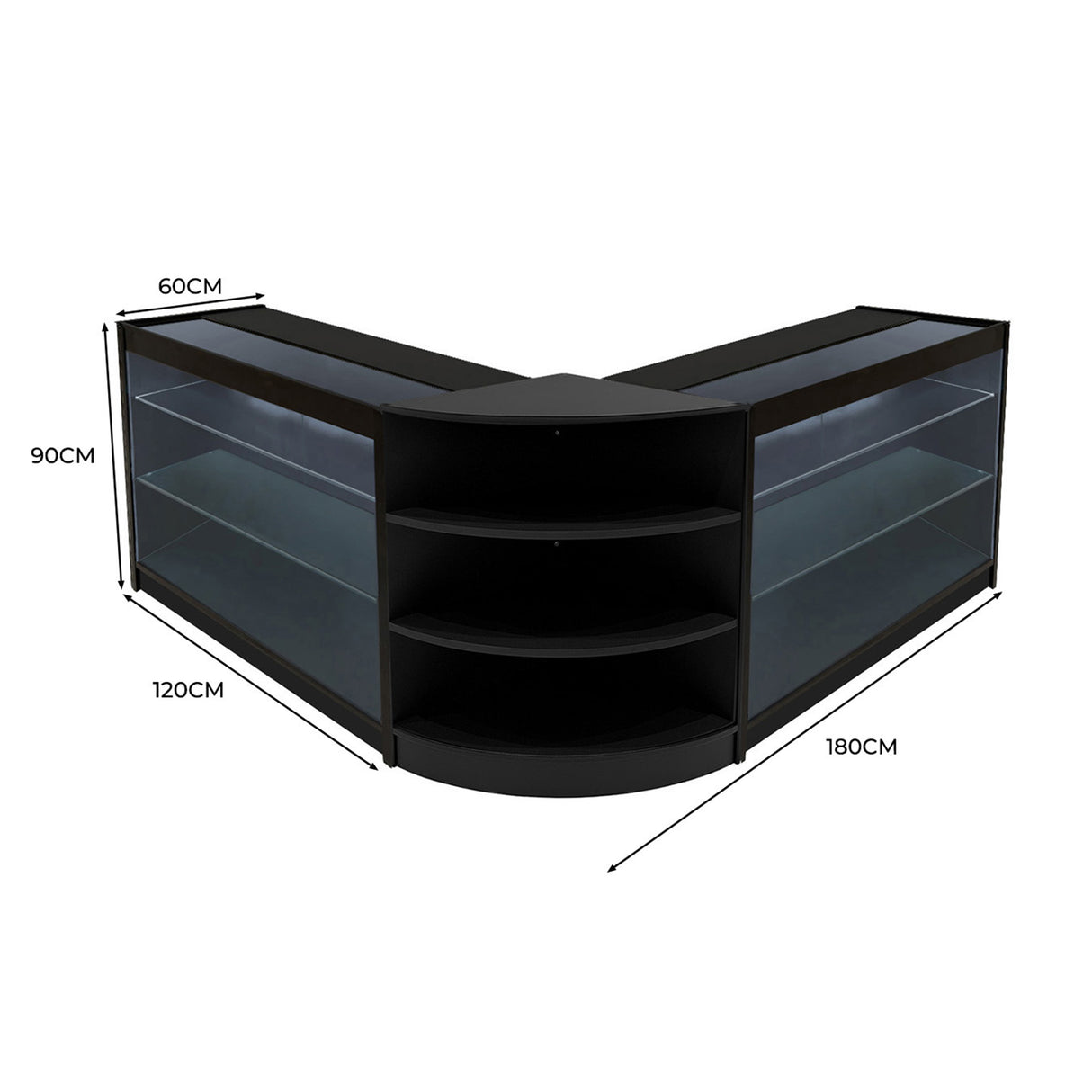 Set Bancone Negozio Apollo LED con 2x K1200 + Angolare LM60 - Nero