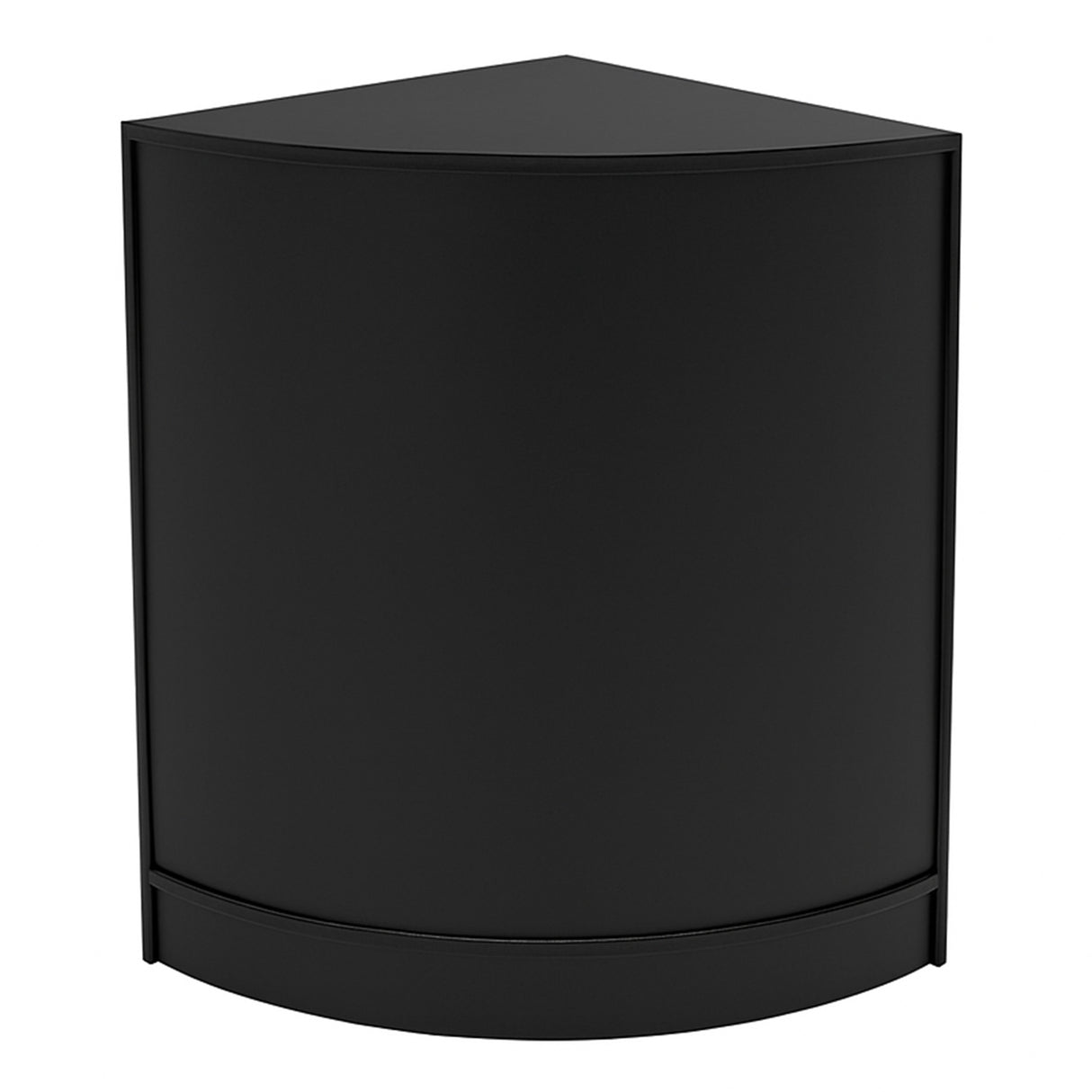 Bancone da negozio Adonis LED angolare, finitura nera opaca, design moderno e elegante, ideale per esposizione prodotti