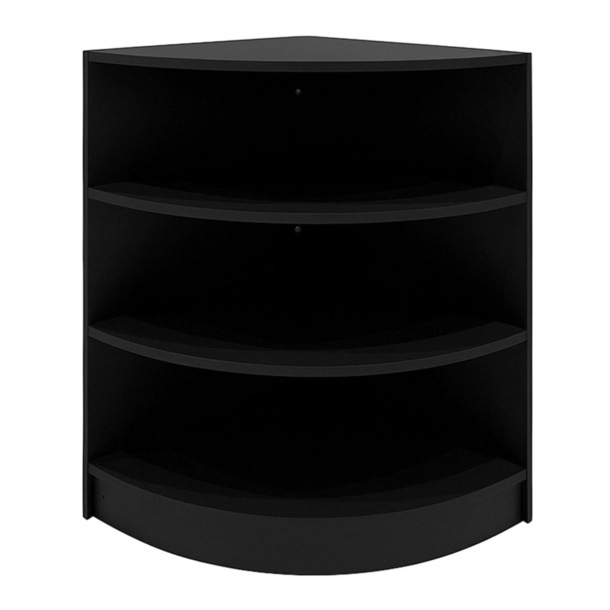 Set di banconi da negozio Andromeda in nero, con design angolare, tre ripiani spaziosi e finitura liscia e moderna