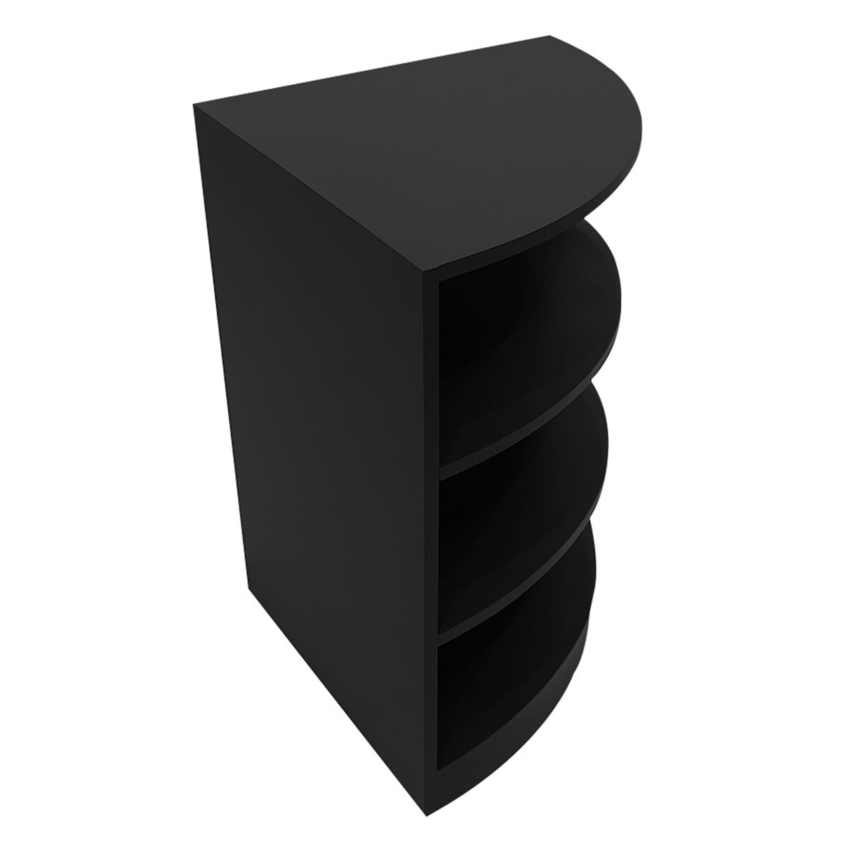Set banconi neri con illuminazione LED, design moderno e curvo, quattro ripiani per un'ottima organizzazione e stile elegante