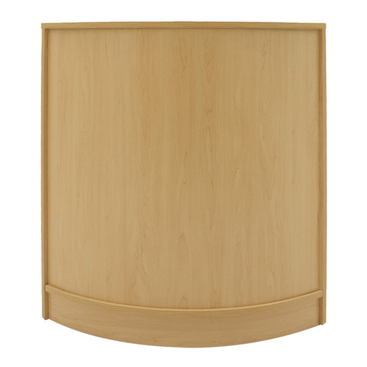 Bancone curvo in legno d'acero chiaro, superficie liscia e finitura naturale, ideale per set banconi Vega K900, C900, TB60 e CM60
