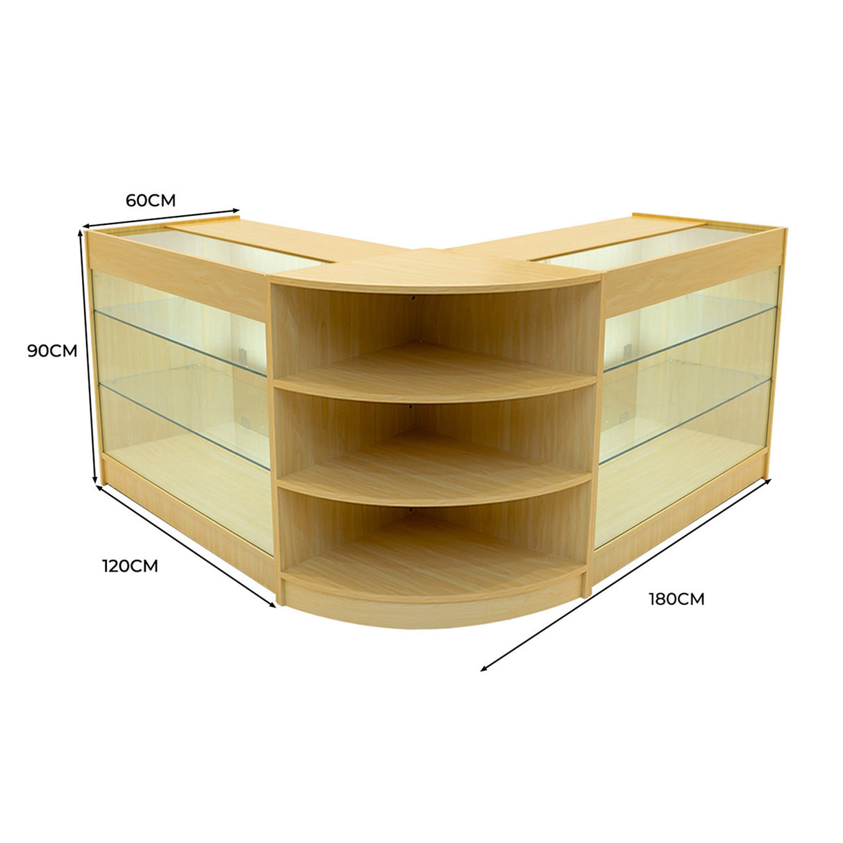 Set Bancone Negozio Apollo LED con 2x K1200 + Angolare LM60 - Acero