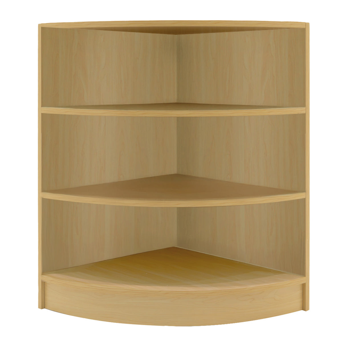 Set banconi angolari in legno d'acero chiaro con ripiani lisci e illuminazione LED, ideale per spazi moderni e funzionali