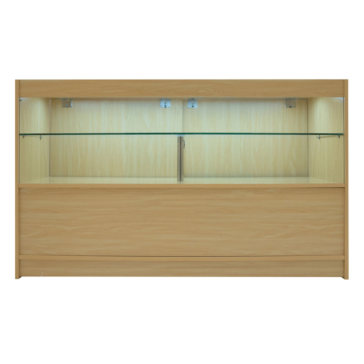Set di banconi Selene in legno d'acero con illuminazione LED, design moderno e linee pulite, superficie liscia e trasparente