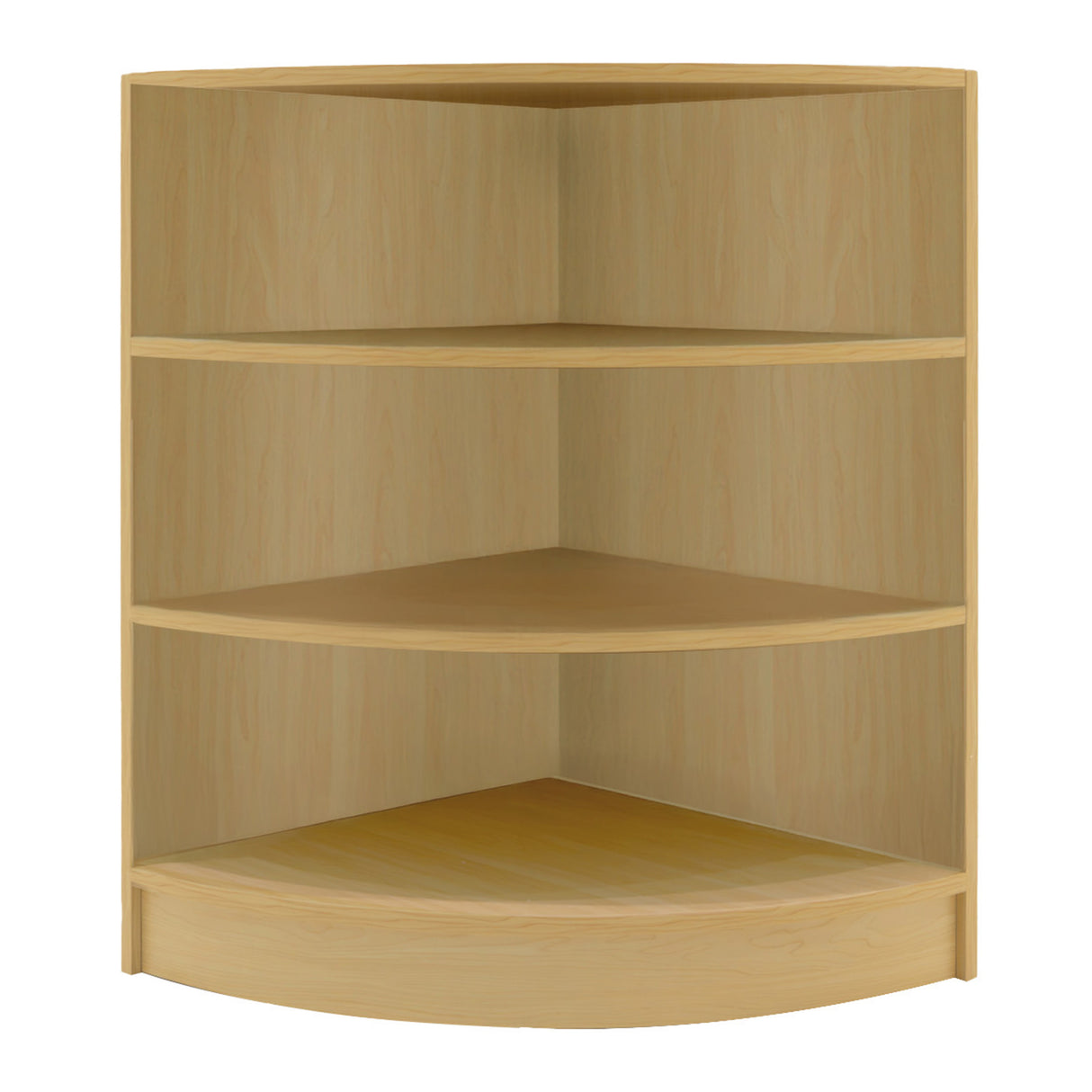 Set banconi LED Harmonia in acero chiaro, design angolare con tre ripiani, finitura liscia e moderna, ideale per spazi commerciali