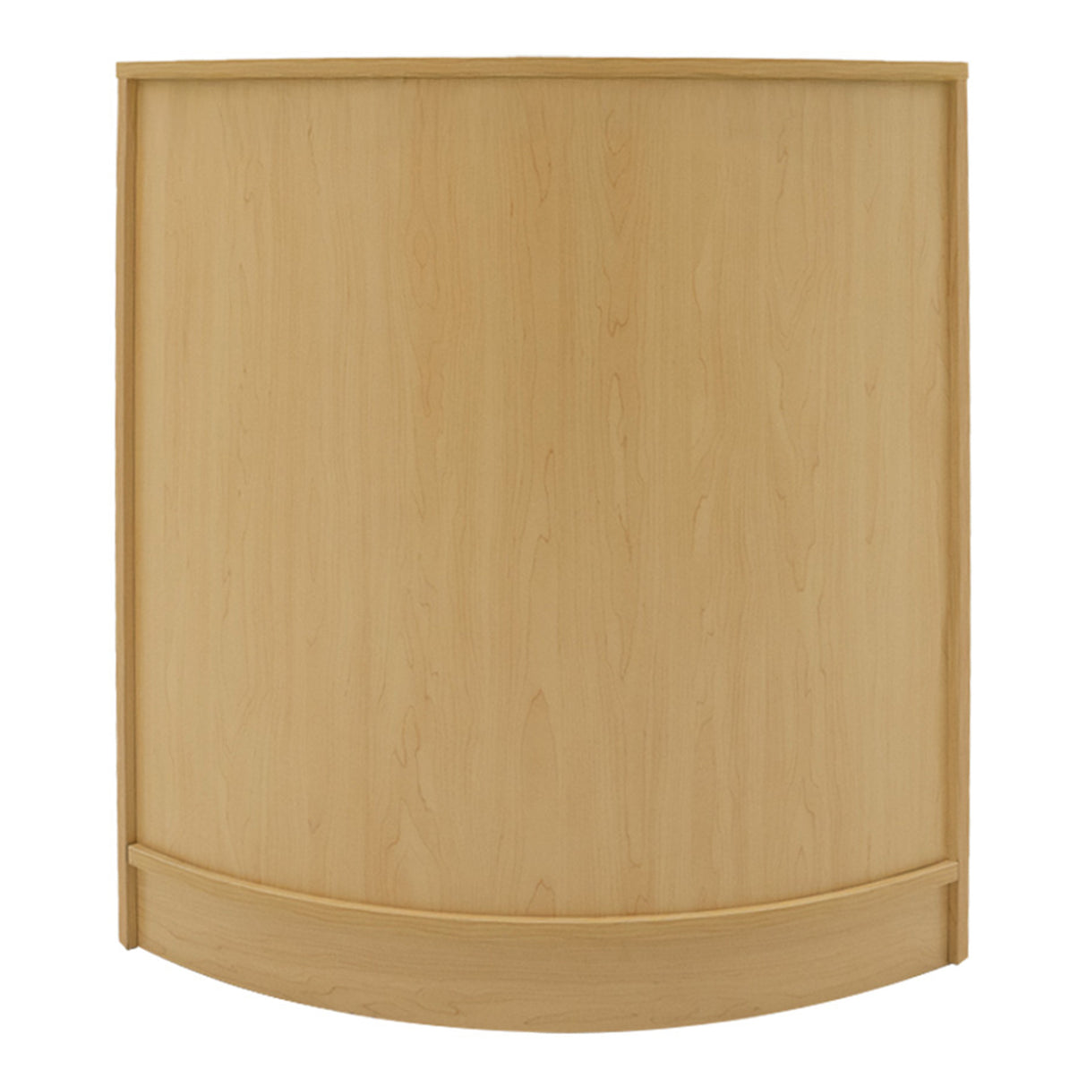 Bancone LED Aries in legno d'acero chiaro, design curvo, superficie liscia e finitura naturale, ideale per spazi moderni