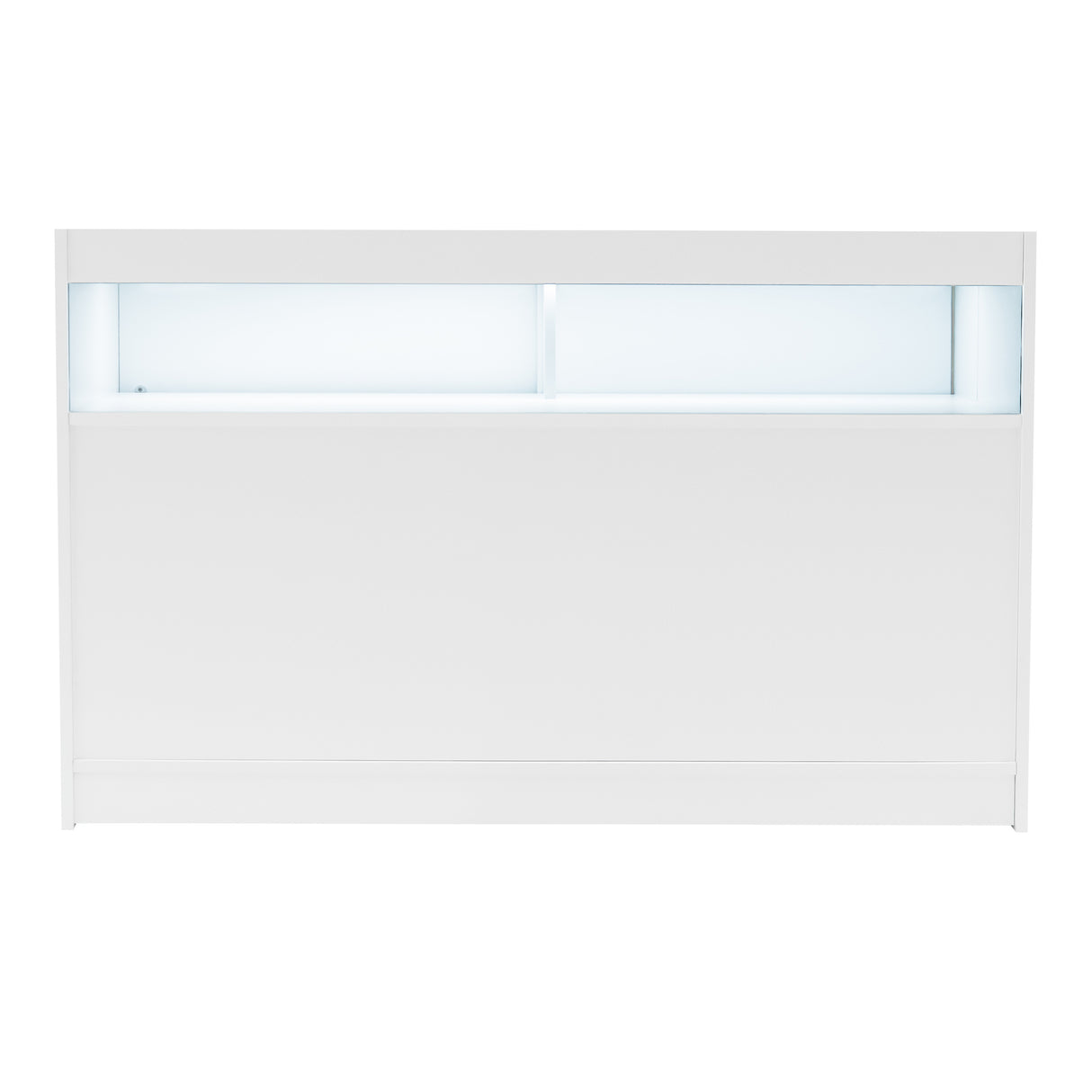 Bancone Theseus LED bianco con illuminazione LM60, design moderno e linee pulite, ideale per spazi eleganti e contemporanei
