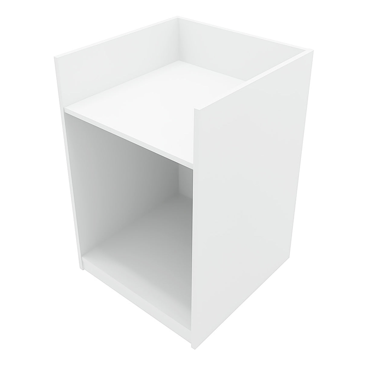 Set banconi negozio Luna LED bianco, design moderno, struttura in MDF, finitura liscia, ideale per esposizione prodotti e arredamento elegante