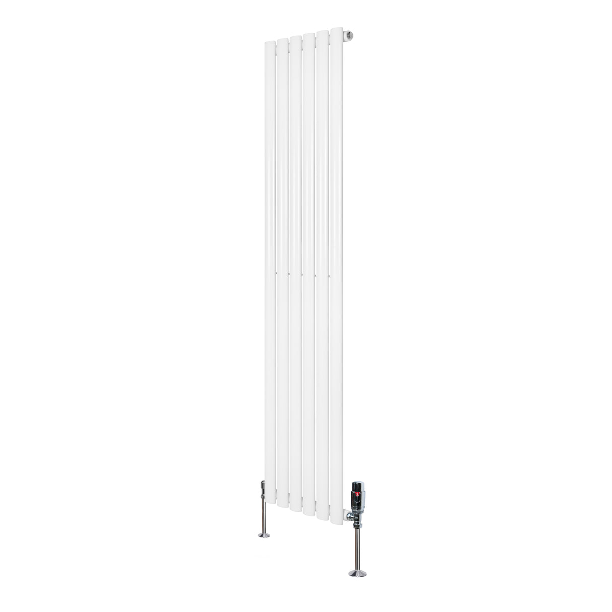 Radiatore Ovale a Colonna Singola Verticale con Valvole 1600 x 360 mm Bianco