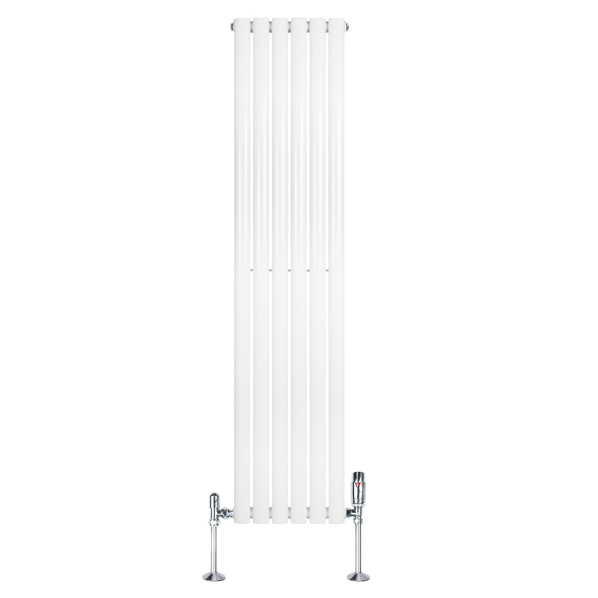 Radiatore Ovale a Colonna Singola Verticale con Valvole 1600 x 360 mm Bianco