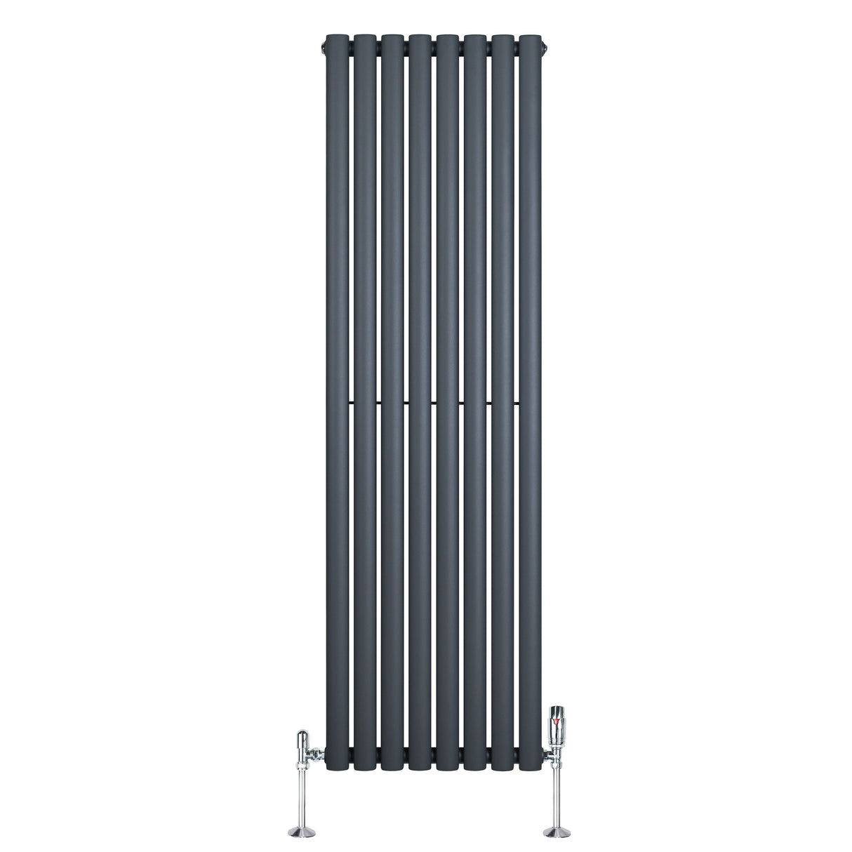 Radiatore Ovale a Colonna Singola Verticale con Valvole 1600 x 480 mm Antracite