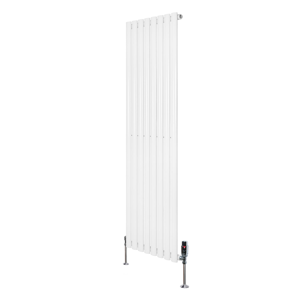 Radiatore Ovale a Colonna Singola Verticale con Valvole 1600 x 480 mm Bianco
