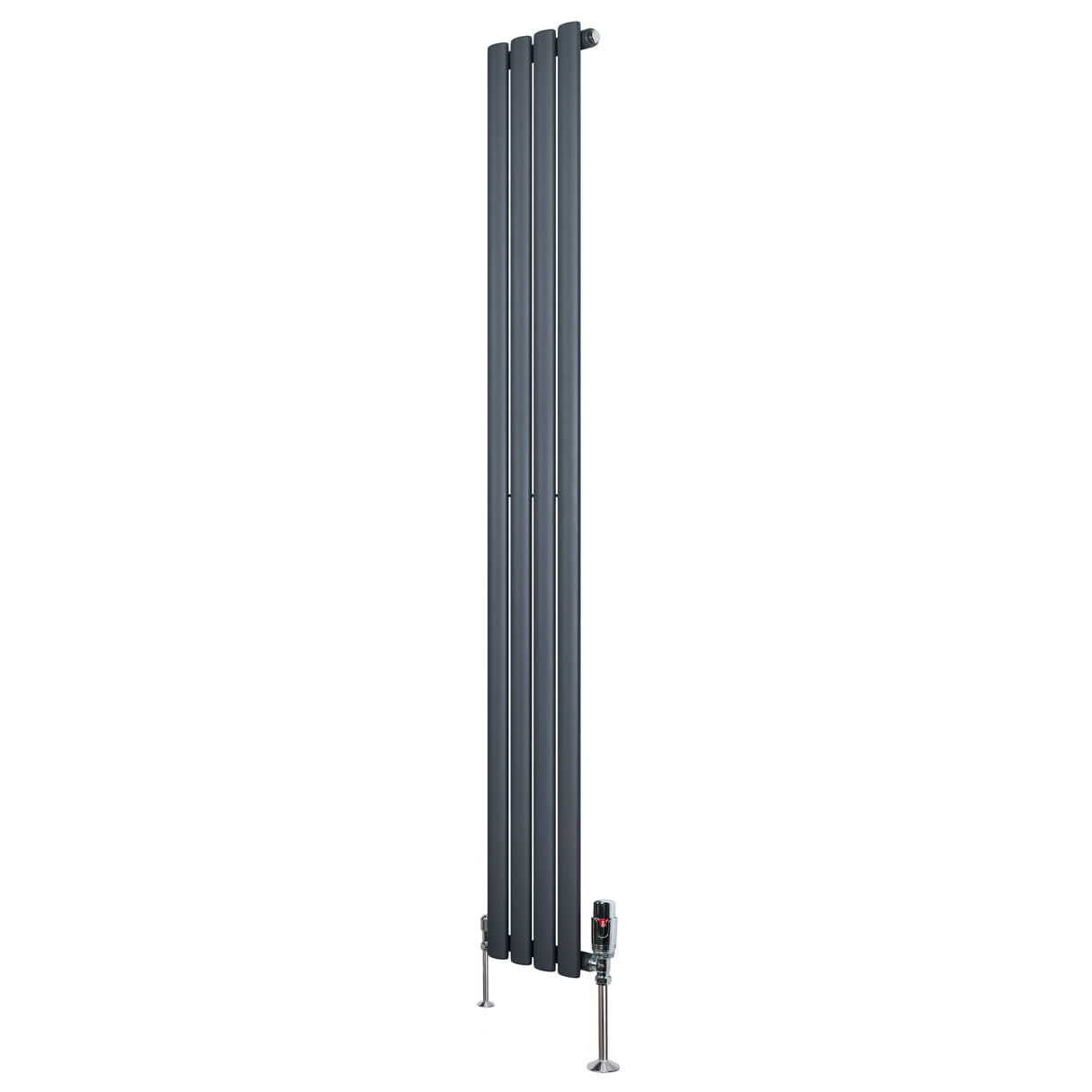 Radiatore Ovale a Colonna Singola Verticale con Valvole 1800 x 240 mm Antracite