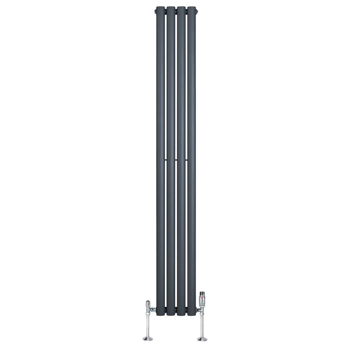 Radiatore Ovale a Colonna Singola Verticale con Valvole 1800 x 240 mm Antracite