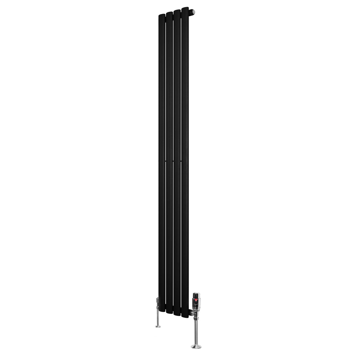 Radiatore Ovale a Colonna Singola Verticale con Valvole 1800 x 240 mm Nero