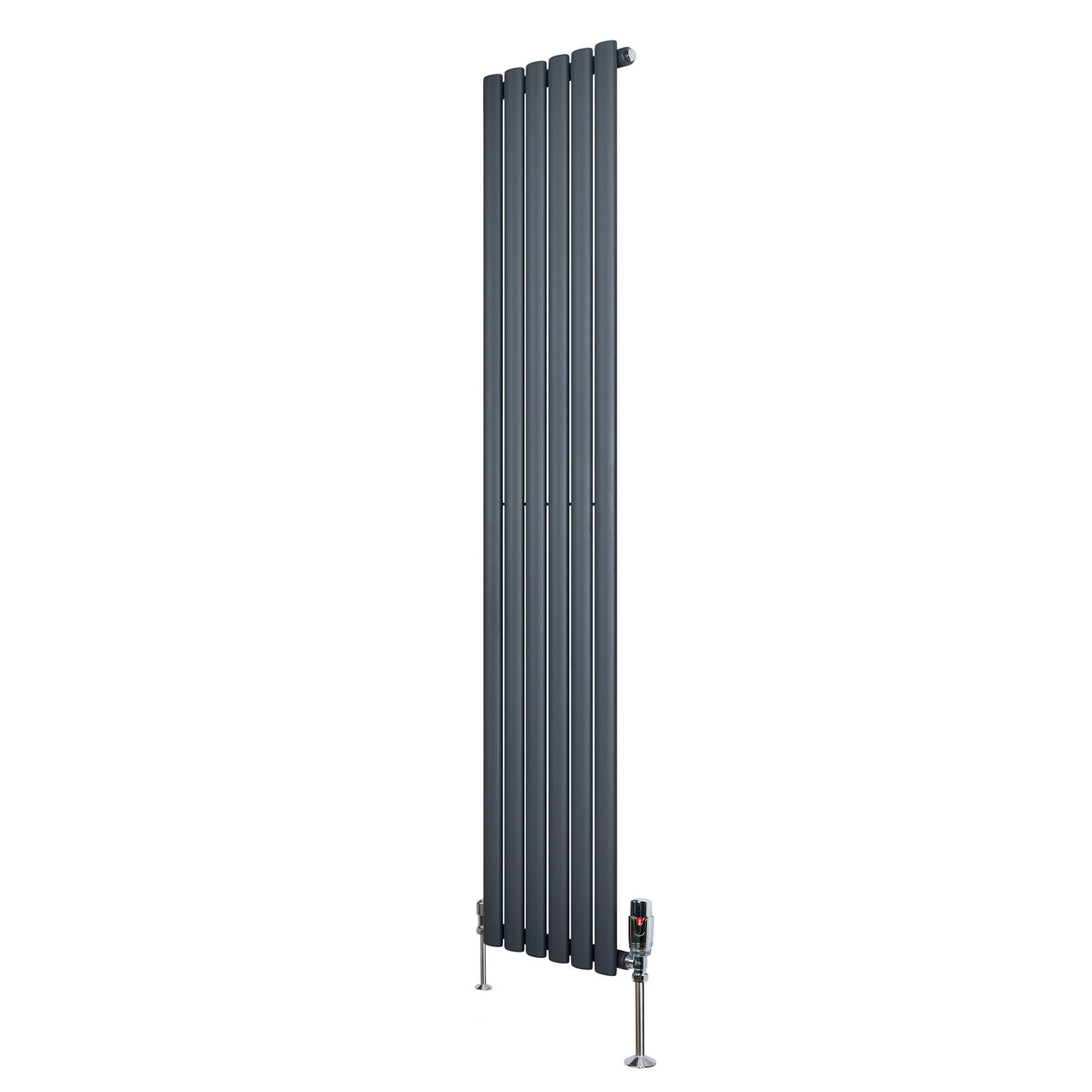 Radiatore Ovale a Colonna Singola Verticale con Valvole 1800 x 360 mm Antracite