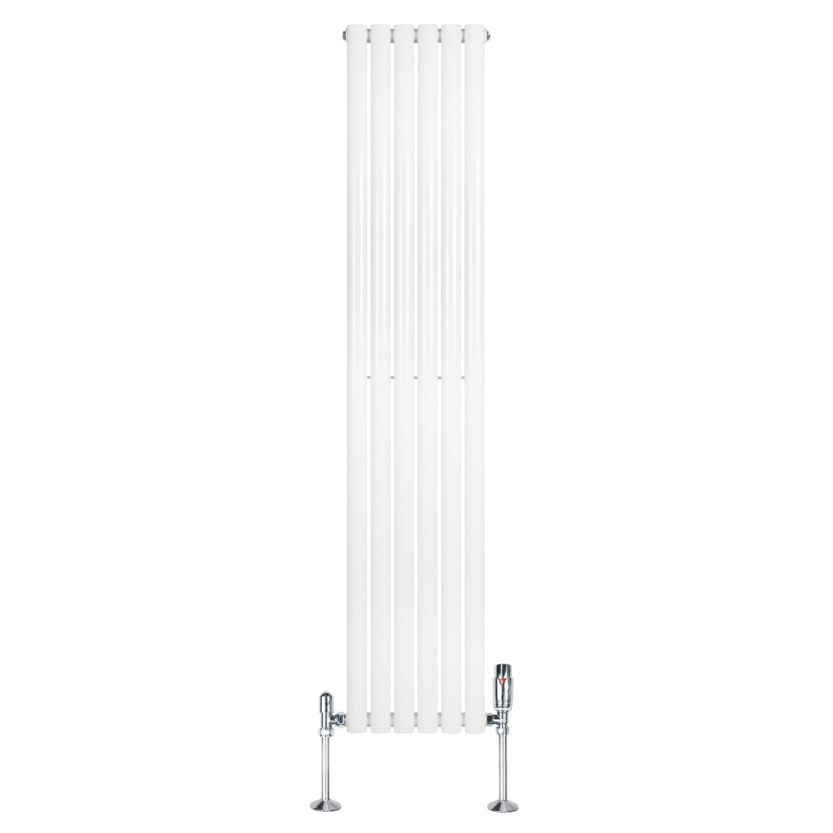 Radiatore Ovale a Colonna Singola Verticale con Valvole 1800 x 360 mm Bianco