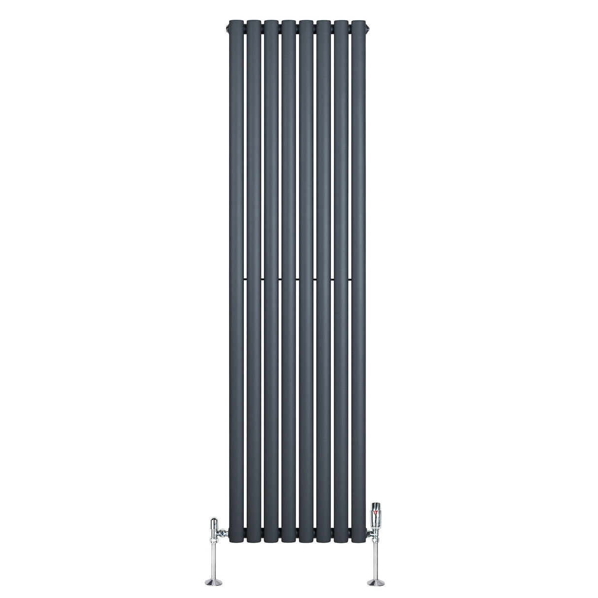 Radiatore Ovale a Colonna Singola Verticale con Valvole 1800 x 480 mm Antracite