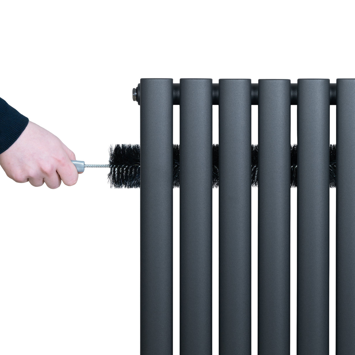 Radiatore Ovale a Colonna Singola Verticale con Valvole 1800 x 600 mm Antracite