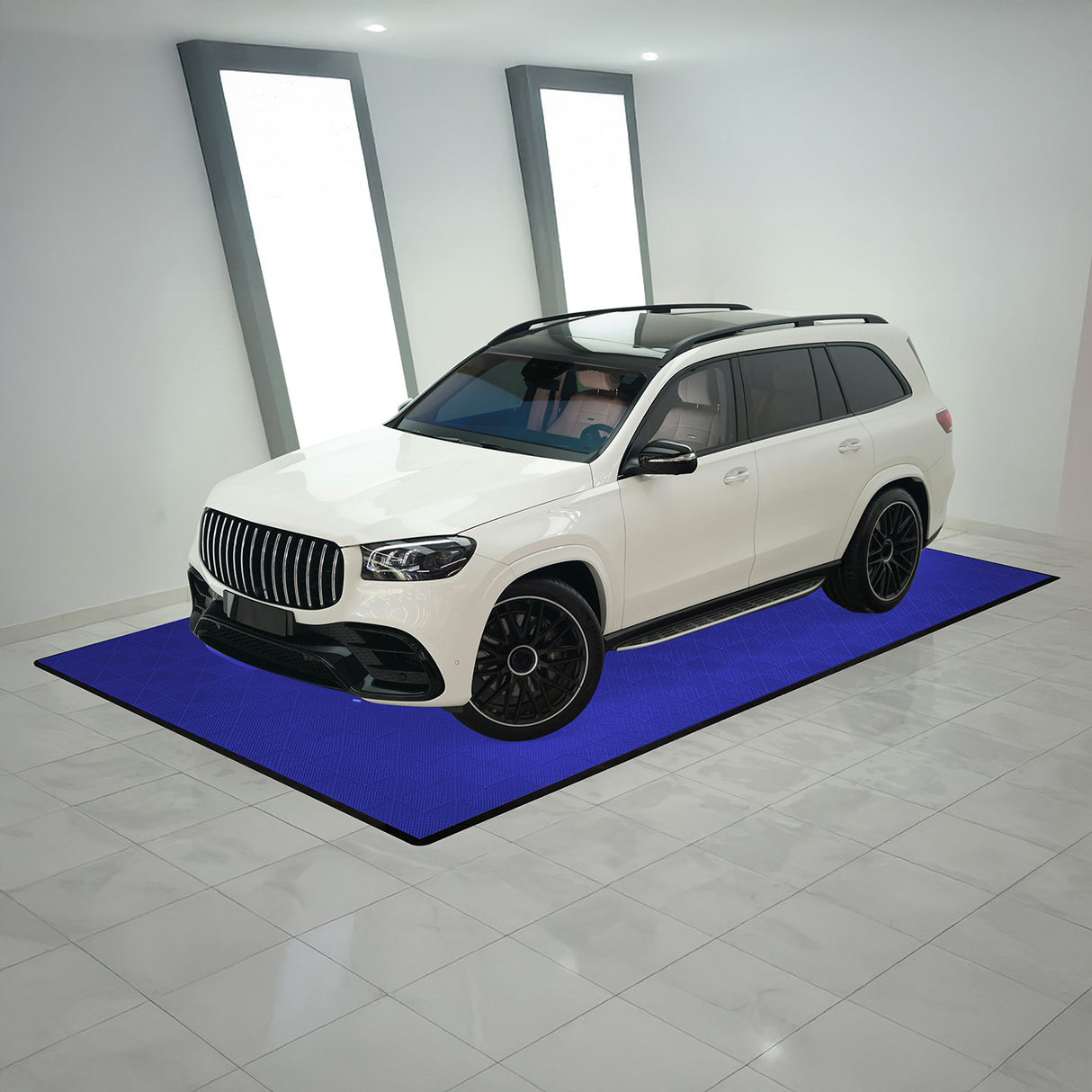 Piastrelle a Incastro Ventilate 3,2m x 6m per Garage e Officine, Antiscivolo - 120 Blu