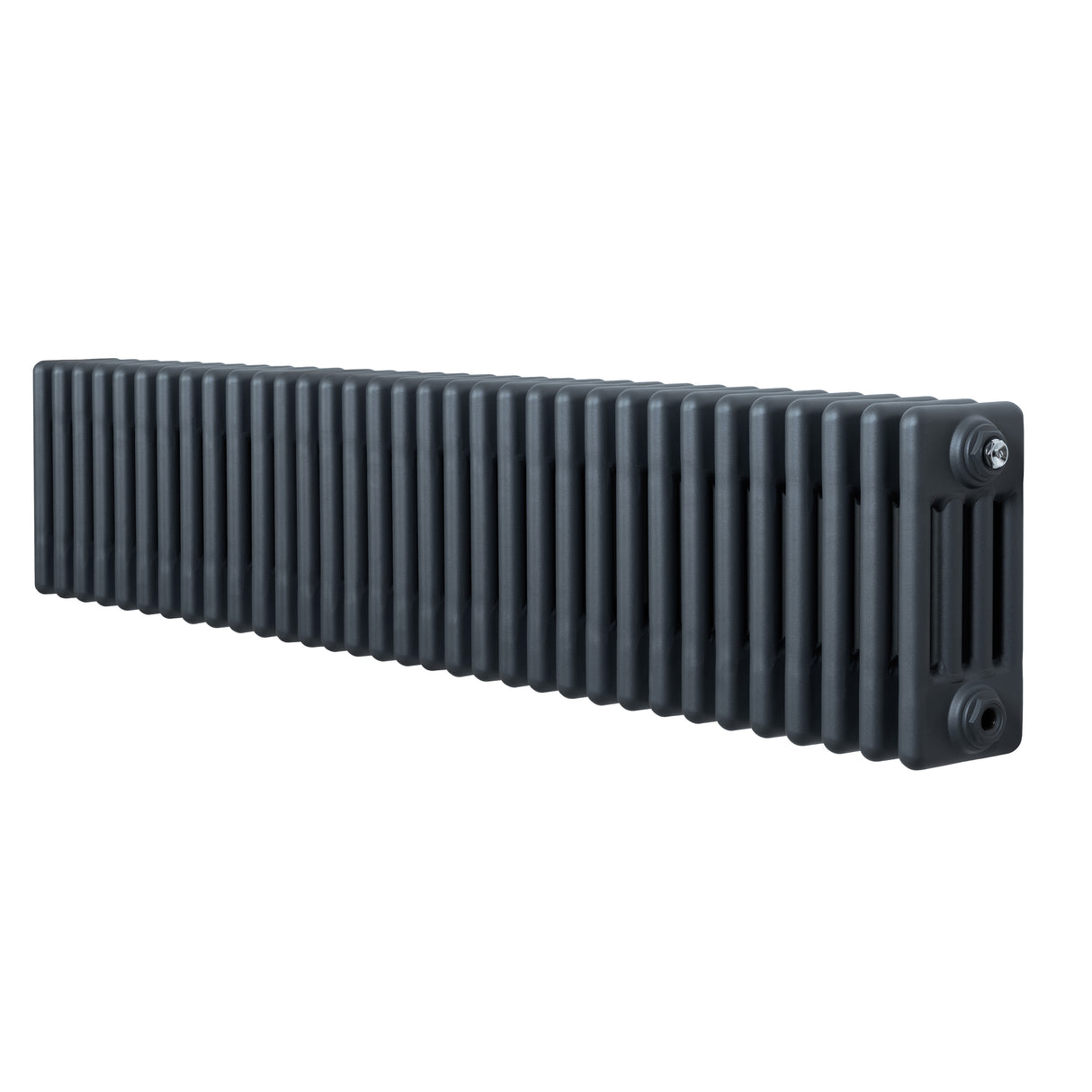 Radiatore tradizionale a 4 colonne, 300 x 1505 mm, in grigio antracite, con finitura liscia e design elegante per riscaldamento efficace