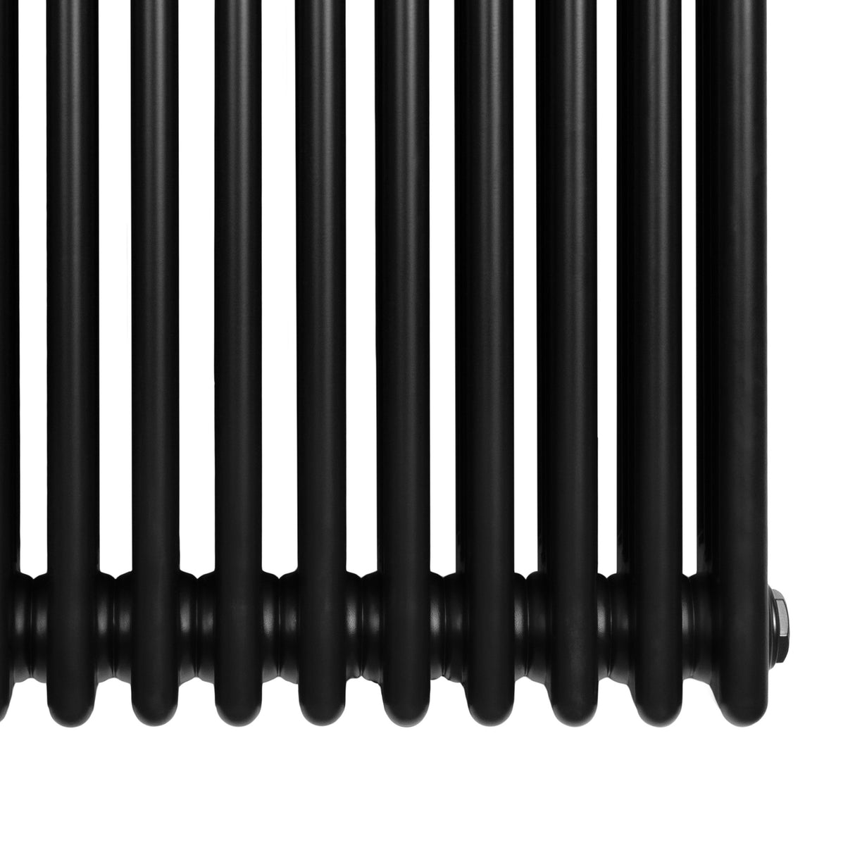 Radiatore tradizionale a 4 colonne, 300 x 1505 mm, finitura nera lucida, design elegante e linee pulite, ideale per riscaldare ambienti