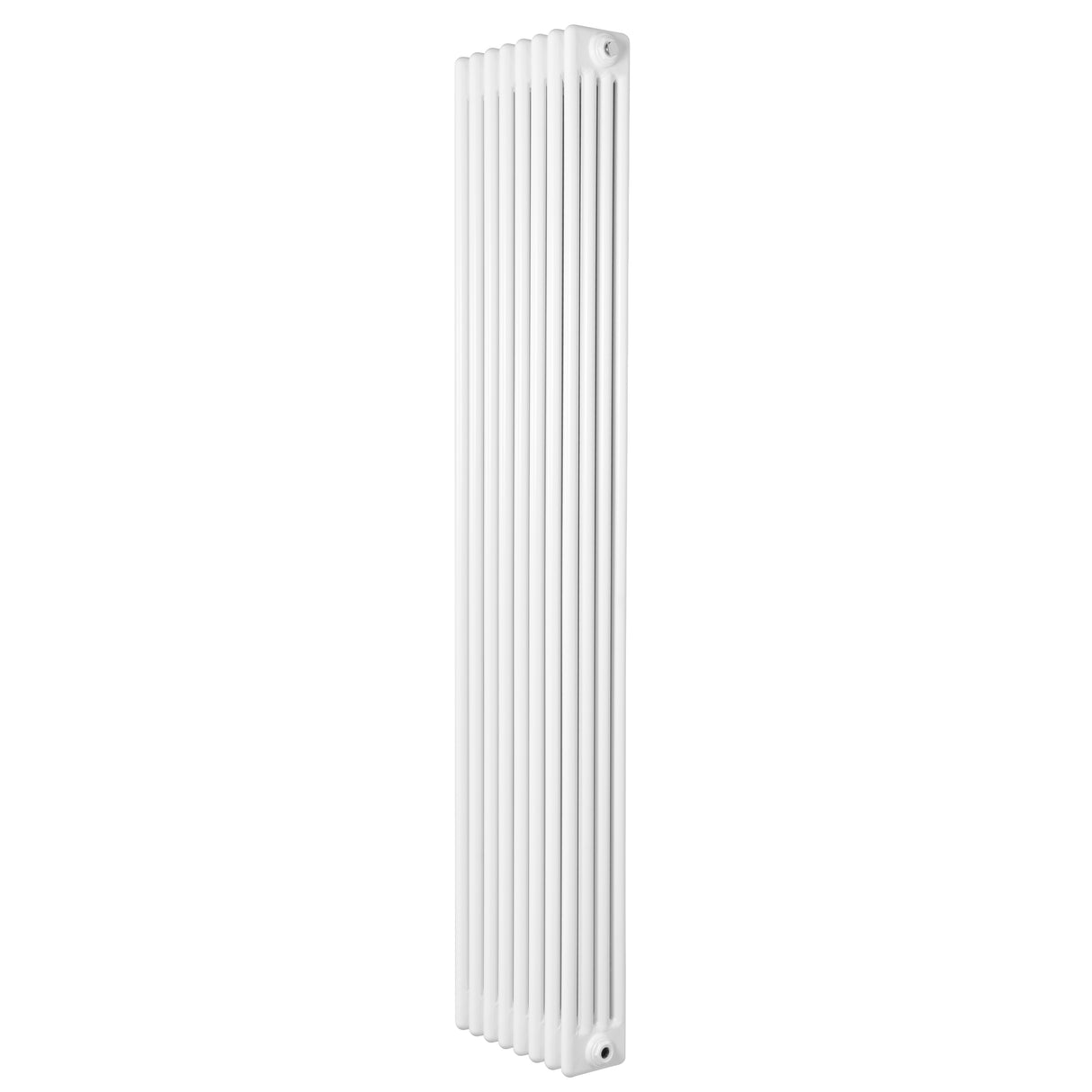 Radiatore tradizionale verticale a 4 colonne, 1800 x 380 mm, finitura bianca liscia e lucida, design elegante e moderno