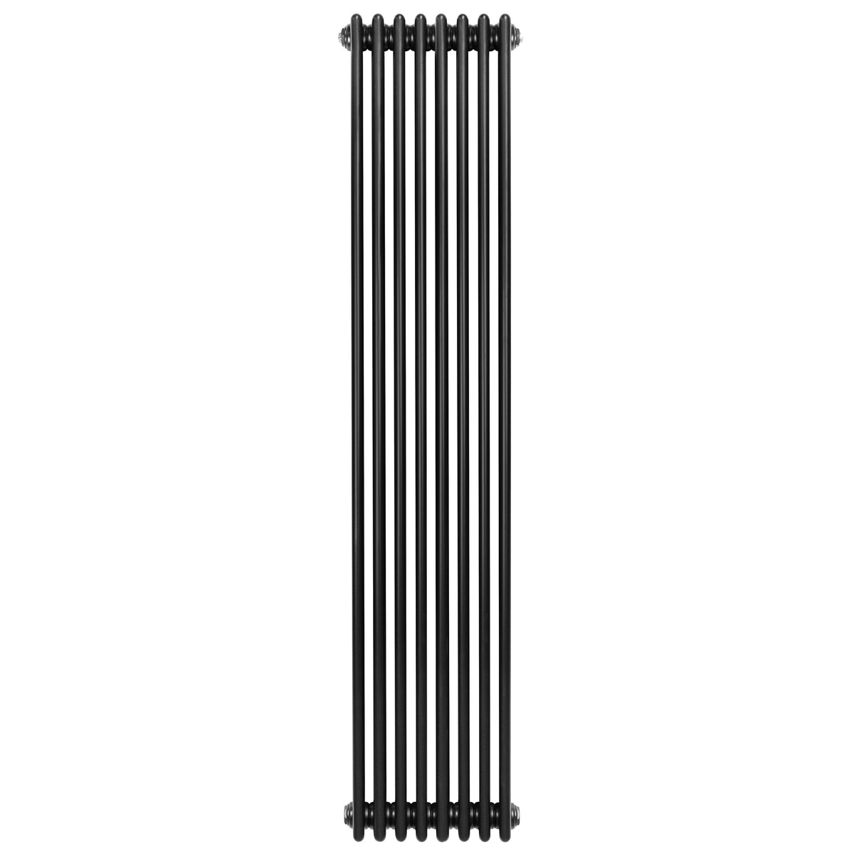 Radiatore tradizionale verticale a 4 colonne, 1800 x 380 mm, finitura nera opaca, design elegante e moderno, ideale per riscaldare ambienti