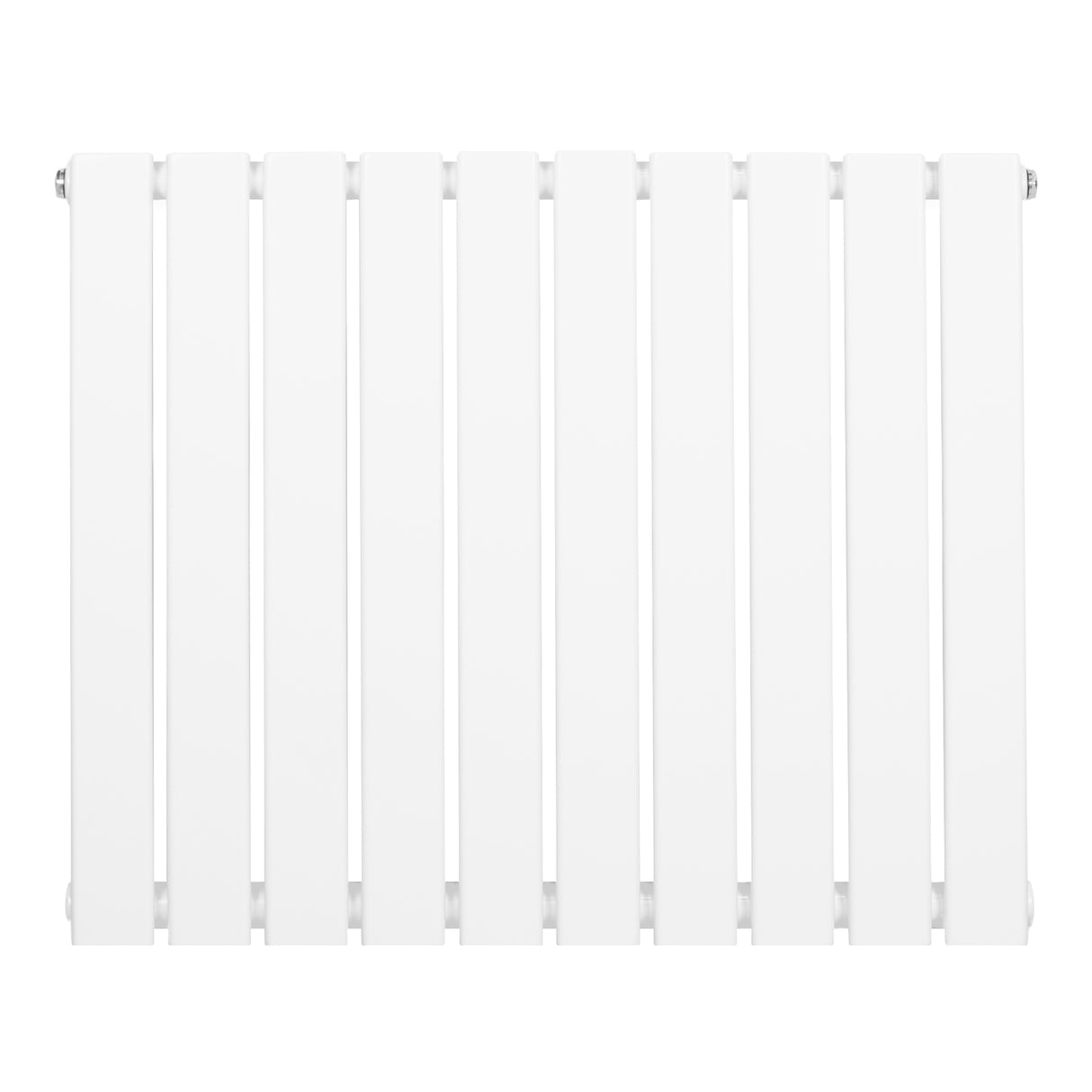 Radiatore piatto a colonna singola orizzontale, dimensioni 600 x 700 mm, finitura bianca lucida con design lineare e moderno
