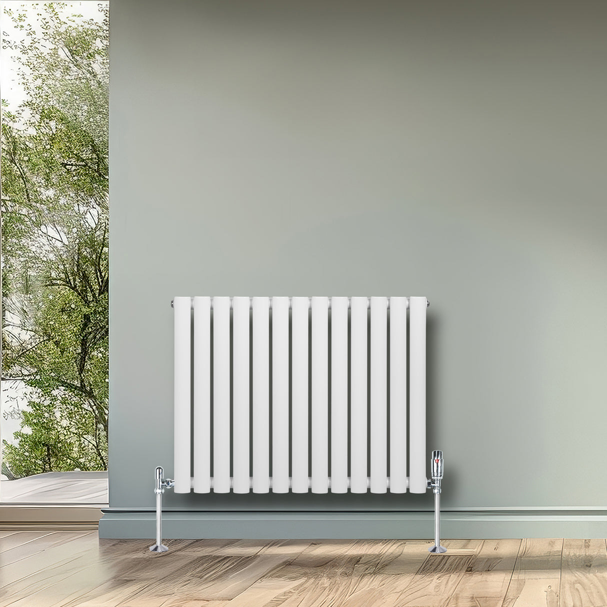 Radiatore Ovale a Colonna Singola Orizzontale 600 x 780 mm Bianco