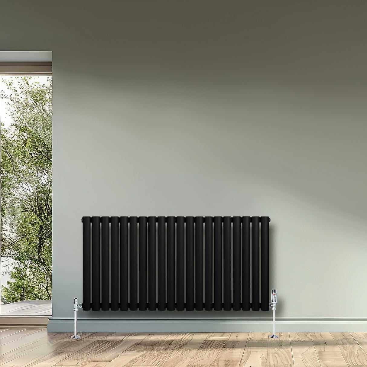 Radiatore Ovale a Colonna Singola Orizzontale 600 x 1200 mm Nero